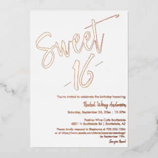 Invitation En Aluminium Moderne Minimaliste Sweet 16 Anniversaire Rose Gol