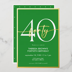 Invitation En Aluminium Moderne Minimaliste Vert Or Écriture Anniversaire
