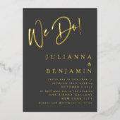 Invitation En Aluminium Moderne Nous Faisons Élégant Script Mariage Black  (Recto)