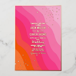 Invitation En Aluminium Moderne or rose et or doré Mariage Feuille I