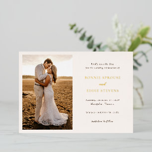 Invitation En Aluminium Moderne Photo Élégant Mariage Sauvegarder la Date