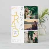 Invitation En Aluminium Moderne Photo Grad Blanc (Debout devant)