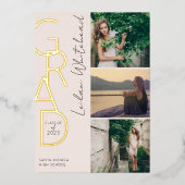 Invitation En Aluminium Moderne Photo Grad rose pâle (Recto)