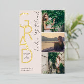 Invitation En Aluminium Moderne Photo Grad rose pâle (Debout devant)