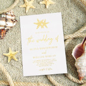 Invitation En Aluminium Moderne Plage Starfish Coastal Script Mariage