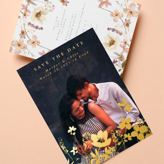 Invitation En Aluminium Moderne Printemps Élégant Fleur sauvage Boho Photo