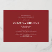 Invitation En Aluminium Moderne Red Grad Photo Graduation 2025 (Verso)