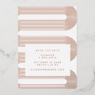 Invitation En Aluminium Moderne Rétro Géométrique Luxe Rose Gold Date de S