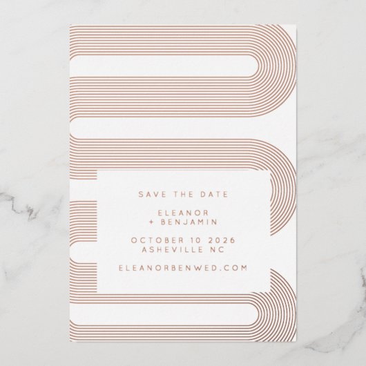 Invitation En Aluminium Moderne Retro Geometry Luxe Rose Gold Enregistrer (Recto)