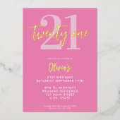 Invitation En Aluminium Moderne rose élégant 21e anniversaire (Recto)