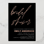 Invitation En Aluminium Moderne Rose noir or Fête des mariées chic (Recto)