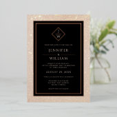 Invitation En Aluminium Moderne Rose Or Formal Classic Initial Élégant (Debout devant)