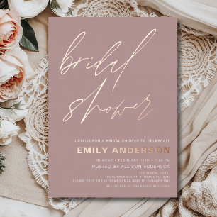 Invitation En Aluminium Moderne Rose Pâle Doré Mariage Chic