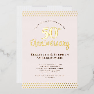 Invitation En Aluminium Moderne rose poudré pour 50e anniversaire de maria