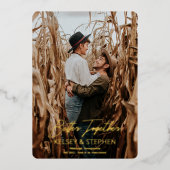 Invitation En Aluminium Moderne Rustique Ensemble Photo Engagement (Recto)