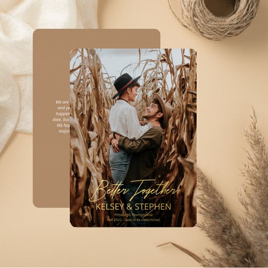 Invitation En Aluminium Moderne Rustique Ensemble Photo Engagement