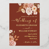 Invitation En Aluminium Moderne Rustique Terracotta Boho Fall Foliage Mari (Recto)