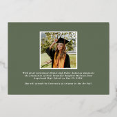 Invitation En Aluminium Moderne Sage Green Script Graduate Photo Graduate (Verso)