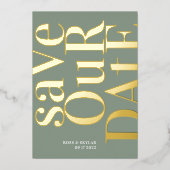 Invitation En Aluminium Moderne Sage Vert Blanc Enregistrer La Date (Recto)