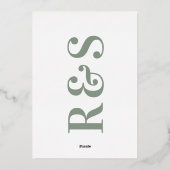 Invitation En Aluminium Moderne Sage Vert Blanc Enregistrer La Date (Verso)
