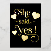 Invitation En Aluminium Moderne Sauvez la Date avec Photo- Elle a dit Oui (Recto)