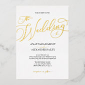 Invitation En Aluminium Moderne Script Calligraphie Mariage de luxe Real G (Recto)