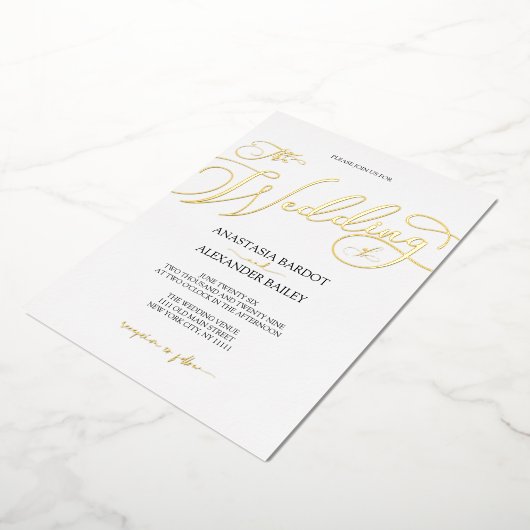 Invitation En Aluminium Moderne Script Calligraphie Mariage de luxe Real G (Rotation)
