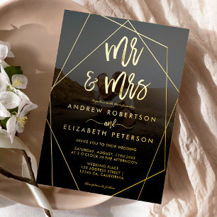 Invitation En Aluminium Moderne script Mr et Mrs terrarium photo mariage o
