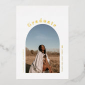 Invitation En Aluminium Moderne Simple Arc Photo Diplômé Real Foil (Recto)