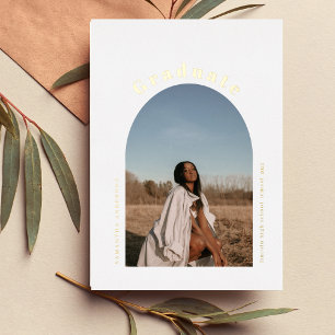 Invitation En Aluminium Moderne Simple Arc Photo Diplômé Real Foil