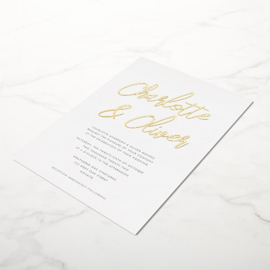 Invitation En Aluminium Moderne Simple Calligraphie Script Mariage REAL (Rotation)