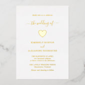 Invitation En Aluminium Moderne Simple Cute Heart Élégant Mariage Or (Recto)