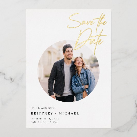 Invitation En Aluminium Moderne simple Enregistrer la date (Recto)