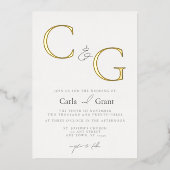 Invitation En Aluminium Moderne Simple Grand Mariage Monogramme (Recto)