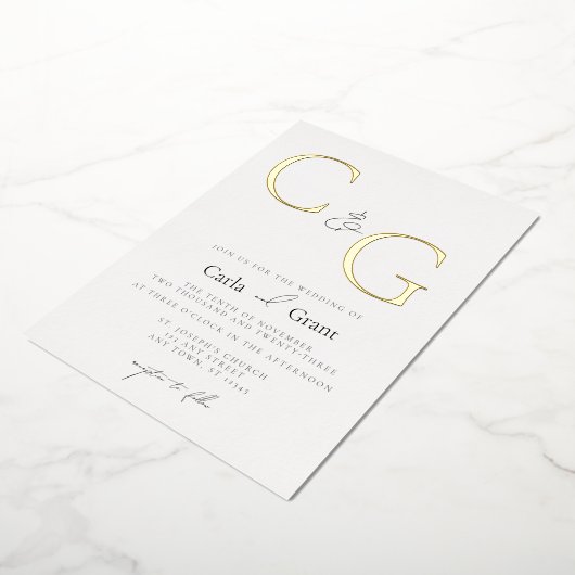 Invitation En Aluminium Moderne Simple Grand Mariage Monogramme (Rotation)