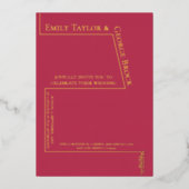 Invitation En Aluminium Moderne simple Magenta Gold Calligraphie Mariage (Recto)