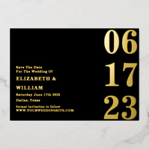 Invitation En Aluminium Moderne Simple Minimal Noir & Or Enregistrer La Da