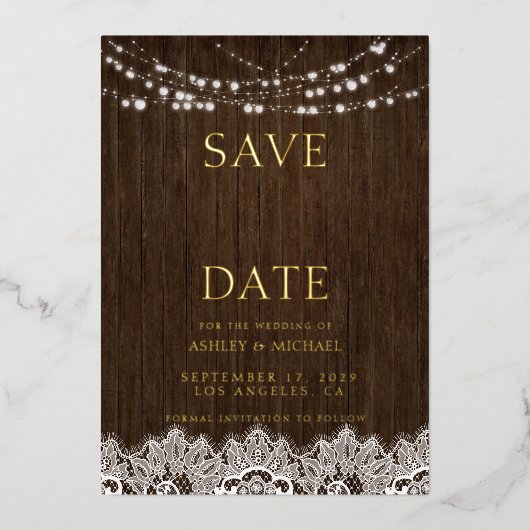 Invitation En Aluminium Moderne Simple Rustic Twinkle Mariage Économisez T (Recto)