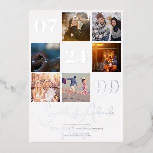 Invitation En Aluminium Moderne Simple Script 6 Photo QR CODE Enregistrez