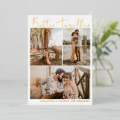 Invitation En Aluminium Moderne simple script chic 6 photos fiançailles (Debout devant)