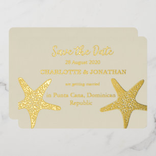 Invitation En Aluminium Moderne Starfish Beach Wedding Gold