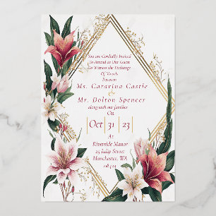 Invitation En Aluminium Moderne tendance Mariage floral rose et ivoire