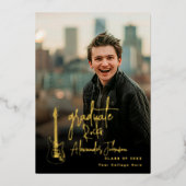 Invitation En Aluminium Moderne tendance Vertical Photo Graduation Party G (Recto)