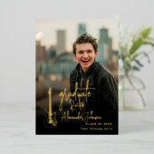 Invitation En Aluminium Moderne tendance Vertical Photo Graduation Party G (Debout devant)