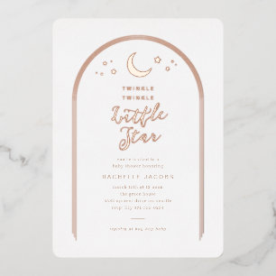 Invitation En Aluminium Moderne Twinkle Little Star Baby Shower Rose Gold