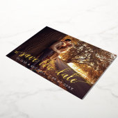 Invitation En Aluminium Modifiable Enregistrer la date Gold Coeurs manuscr (Rotation)