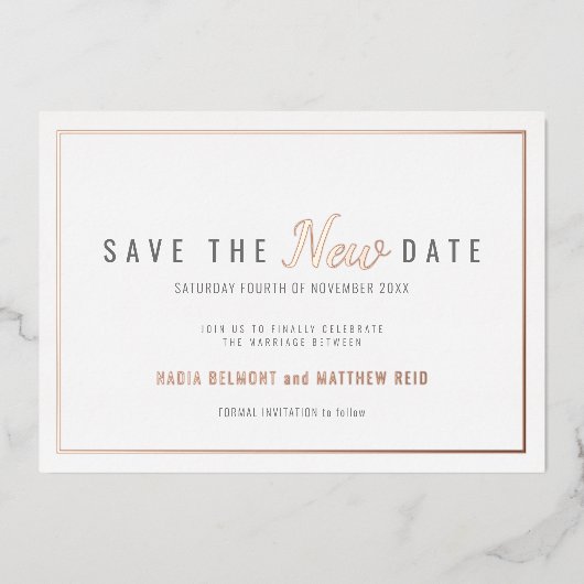 Invitation En Aluminium Modification de l'événement mariage enregistrer la (Recto)