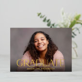 Invitation En Aluminium Moins de graduation moderne Photo Gold (Debout devant)