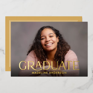 Invitation En Aluminium Moins de graduation moderne Photo Gold