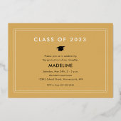 Invitation En Aluminium Moins de graduation moderne Photo Gold (Verso)